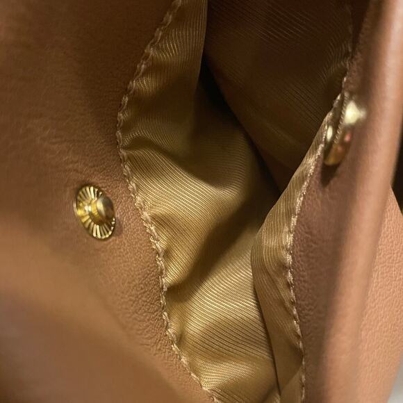 Cole Haan L Genuine Lambskin Leather Moto Jacket | Caramel Brown, Gold Zippers - Picture 6 of 11